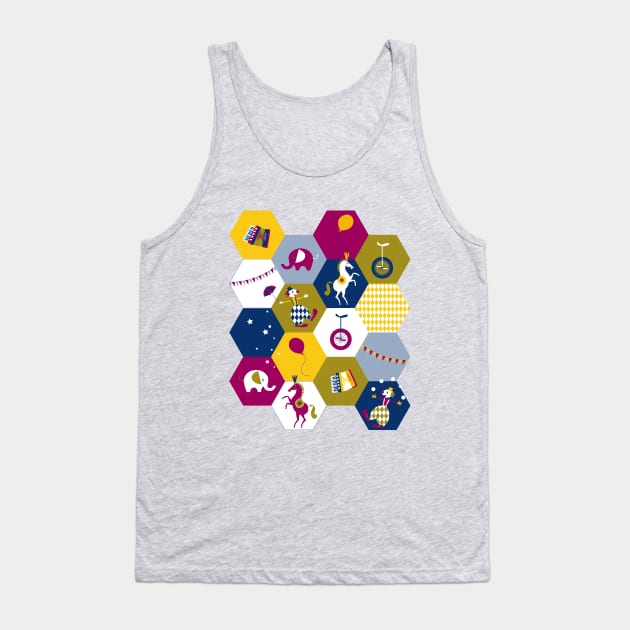 circus hexagons purple olive navy Tank Top by kobyakov